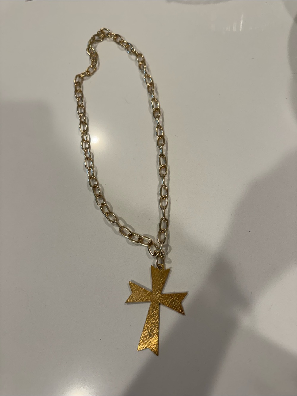 Gold chunky cross necklace